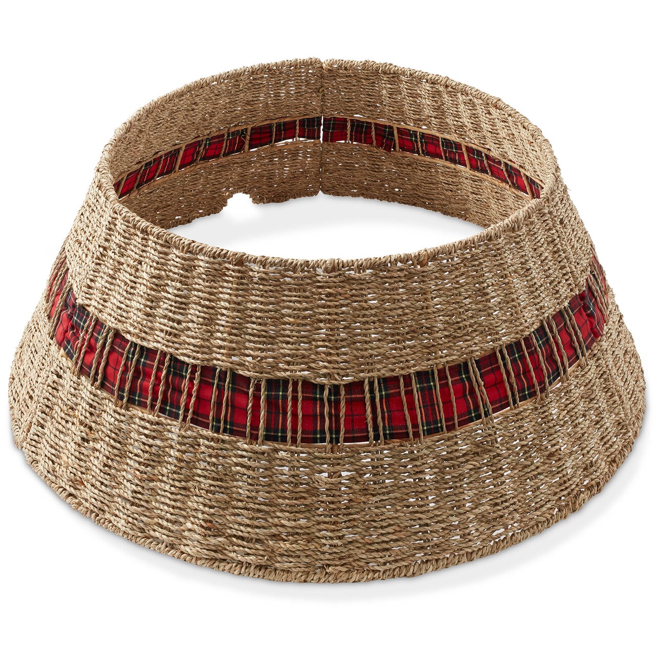 Casafield Christmas Tree Collar, Woven Farmhouse Tree Base Cover with Cord Cut Out